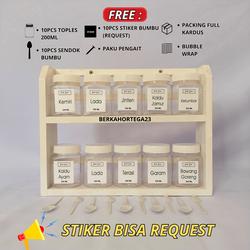 #ShopniQue - Rak Bumbu Dapur 2 Susun Komplit Dengan 10 Toples Warna Putih