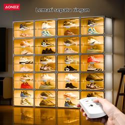 #ShopniQue - AONEZ SET rak sepatu dengan lampu kontrol jarak jauh rak sepatu susun tertutup rak kosmetik aesthetic