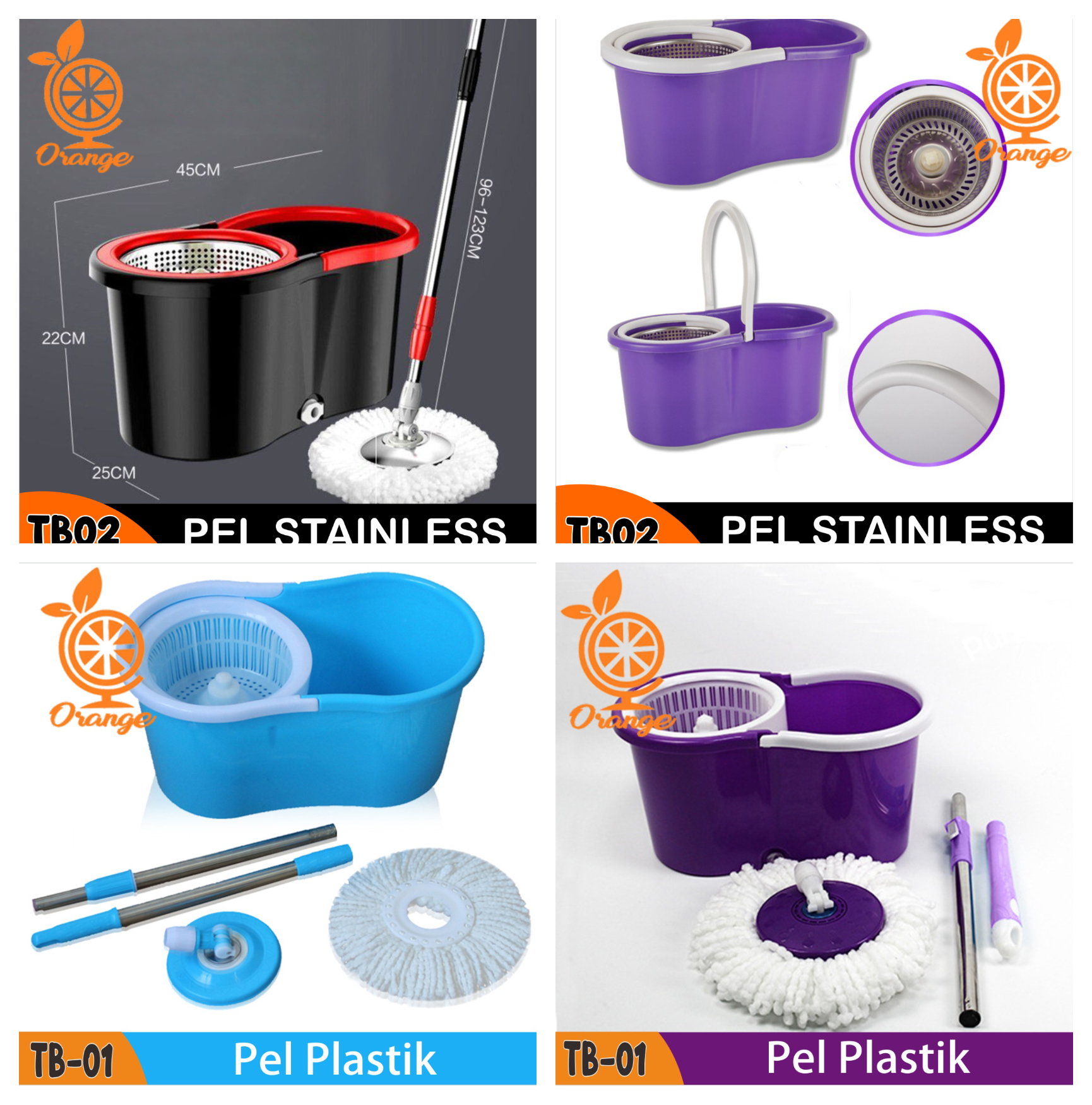 #ShopniQue - SpinMop Alat Pel Stainless Putar Otomatis Alat Kebersihan Rumah Tangga IMPORTIR SBY