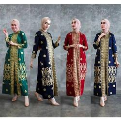 #ShopniQue - Baju Gamis Batik Songket Palembang Hitam Kombinasi Gold Jumbo Modern