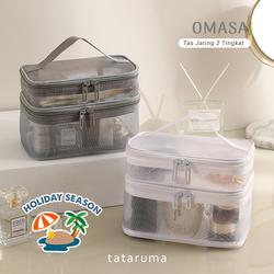 #ShopniQue - OMASA - Tas Jaring 2 Tingkat Pouch Make Up Kosmetik Skincare
