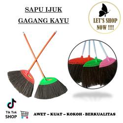 #ShopniQue - SAPU IJUK LANTAI MURAH - SAPU IJUK GAGANG KAYU KUAT KOKOH AWET ALAT KEBERSIHAN RUMAH TANGGA kayu pekarangan sapu  sumatera