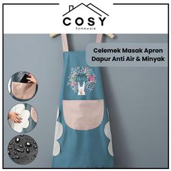 #ShopniQue - COSY Celemek Masak Apron Dapur Anti Air Anti Minyak bisa Lap Tangan l Apron Dapur Masak Waterproof l Celemek Masak Apron Motif Karakter Kelinci Lucu l Apron Masak Style Korea Kain