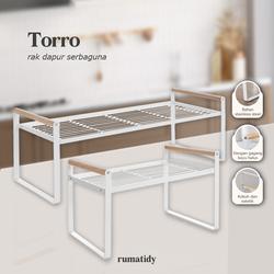 #ShopniQue - TORRO Rak Dapur Serbaguna 1 Tingkat Rak Bumbu dan Penyimpanan Multifungsi Estetik Aesthetic putih stainless