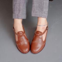 #ShopniQue - sepatu wanita YOVVLI JOLIE vintage flat shoes kulit hak 3cm