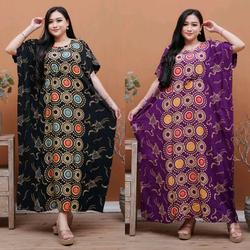#ShopniQue - Daster Jumbo Semata Kaki Daster Lowo  Pekalongan Serut Depan Ld 150 Dress Panjang Nyaman Harian Baju Tidur Ibu Hamil