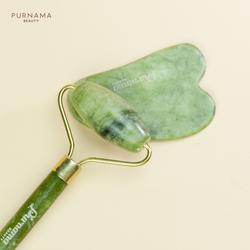 #ShopniQue - Purnama Beauty Set Face Jade Roller & Gua Sha / Oil Free Roller & Gua Sha Alat Perawatan Wajah Pijat Wajah Penyerap Minyak Wajah - Kosmetik Lesti Kejora