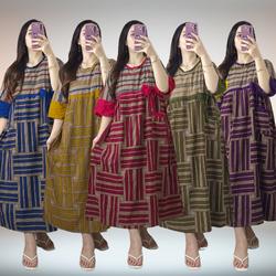 #ShopniQue - Baju Daster Kekinian Terbaru Rayon Premium Busui Kain Nyaman Lembut Santai Tali Samping - Eskawe Batik Dress  Lengan Pendek Ibu Menyusui Motif Tidur Hamil