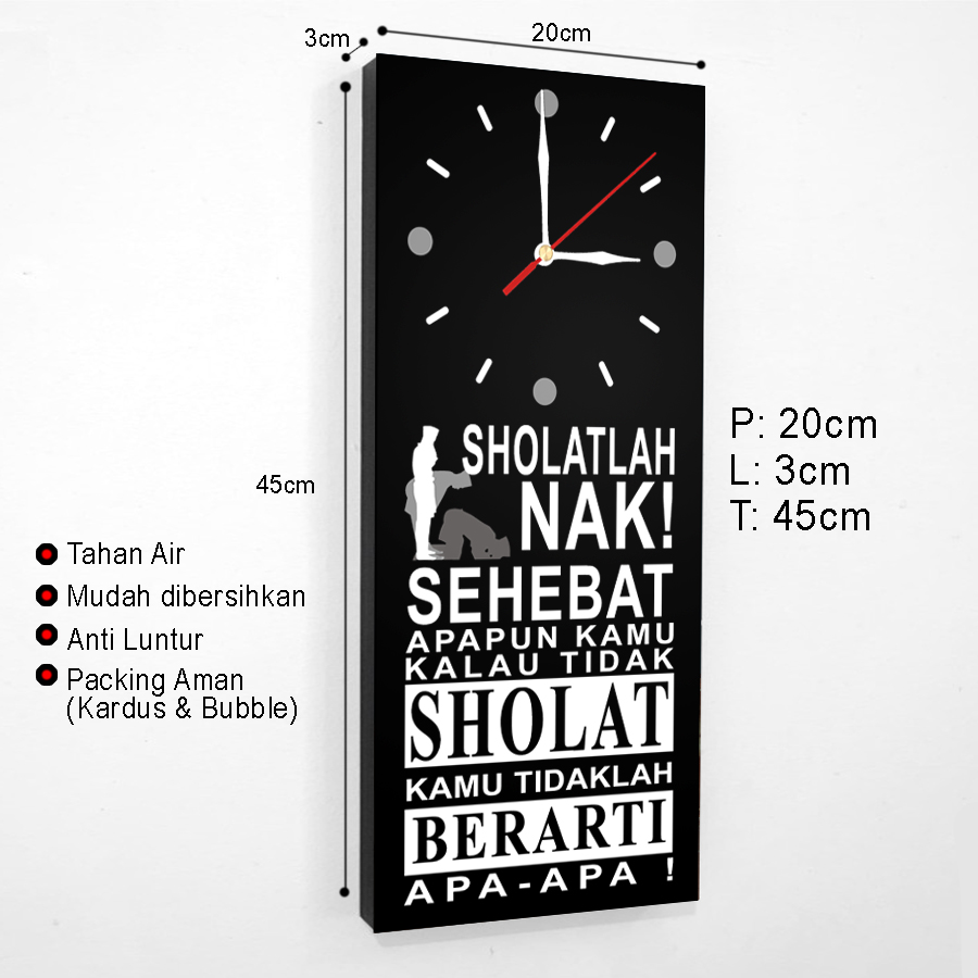 #ShopniQue - Jam Dinding Solatlah Nak Islami Dekorasi Hiasan Dinding Quotes Motivasi