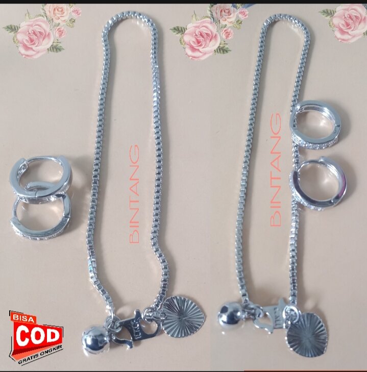 #ShopniQue - SET GELANG MILANO PREE ANTING TINTANIUM ANTI LUNTUR DAN TIDAK BERKARAT LAPISAN EMAS PUTIH 18K