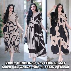 #ShopniQue - PAKET HEMAT 100RB DAPAT 3 PCS Daster Busui Monochrom Bahan Kain Rayon Tebal Panjang Jumbo Ibu Menyusui Ibu Hamil Nyaman Motif Cantik Printing Baju Santai