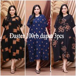 #ShopniQue - Promo Termurah Daster Jumbo 100Rb Dapat 3Pcs  LD 120 Panjang 110 Bahan Rayon Lengan Pendek Adem Nyaman dan Ibu Bumil Busui [Bisa Cod] Hamil branded Plus Size Transparent remaja hits baju tidur selutut  samping nya