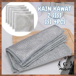 #ShopniQue - GaleryJak PREMIUM 4 PCS Kain Lap Dapur Kawat Bentuk Petak Halus Untuk Membersihkan Panci Dan Piring Kain Lucu Piring Kawat Kain Lap 2 Sisi GL Cleaning