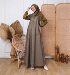 #ShopniQue - KUPNAD | Gamis Wanita Motif Kotak Katun Jepang Busui Friendly Adem, Modern & Nyaman | Haslinda Dress